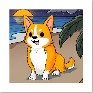 Tropical Corgi Posters and Art